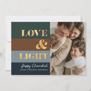 Modern Love & Light Gold Typographie Photo Hanukka