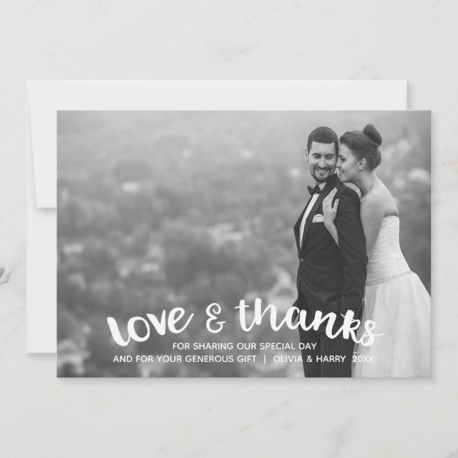 Modern Love & Merci Mariage Carte photo - Blush (Devant)