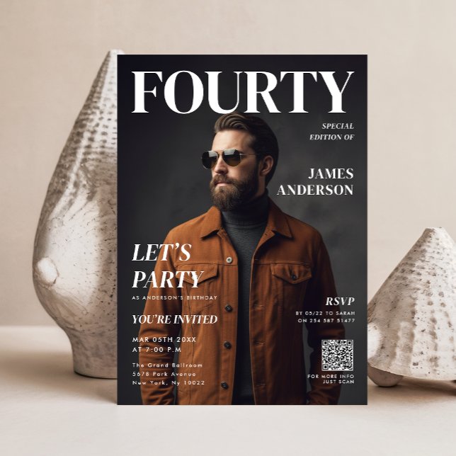 Modern Magazine Cover Photo 40th Birthday Party    (Créateur téléchargé)