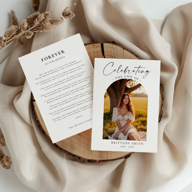 Modern Memorial Photo Funeral Sympathy Prayer Card (Créateur téléchargé)