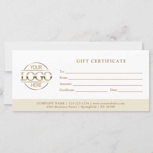 Modern Minimal Beige Business Logo Gift Card (Devant)