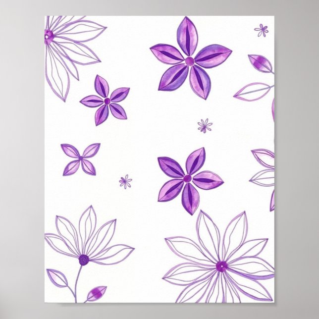 Modern Minimal Floral Abstract Line Art Poster (Devant)