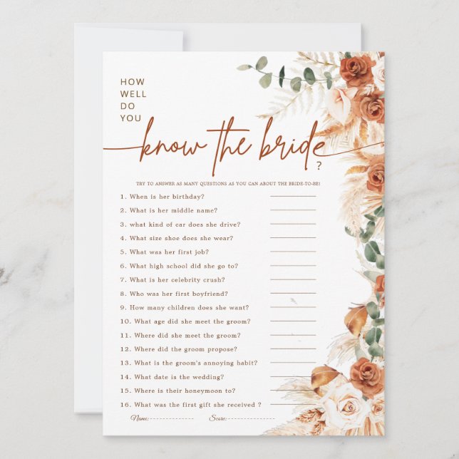 Modern Minimal How Well Do You Know the Bride Game (Devant)