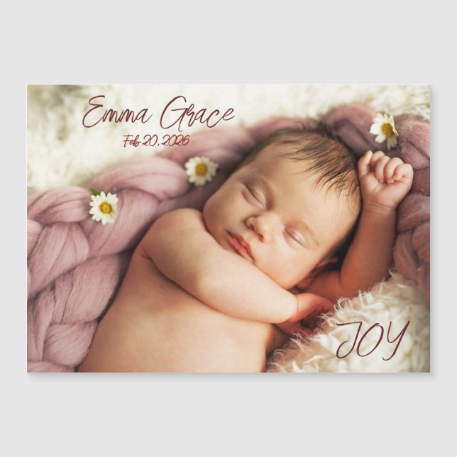 Modern Minimal Photo Birth Announcement Magnet (Devant)