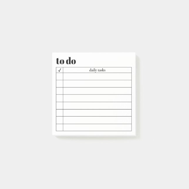 Modern Minimal To Do List Post-It® Notes, 3" x 3" (Devant)