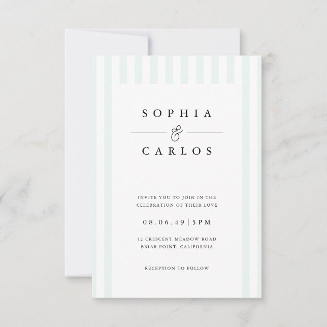 Modern Minimal Wedding Invitation with  Stripe (Devant)