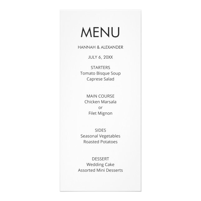 Modern Minimal Wedding Menu - Easy Edit (Devant)