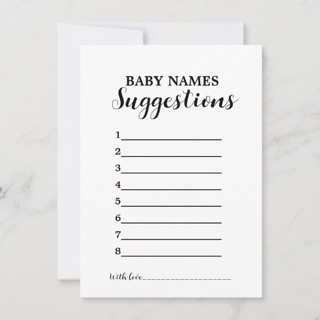 MOdern Minimalist Baby SUggetions nom carte de jeu (Devant)