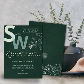 Modern Minimalist Botanical Wedding Invitation