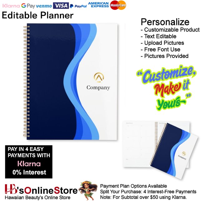 Modern Minimalist Company Blue White Business (Modern Minimalist Company Blue White Business Planner.)