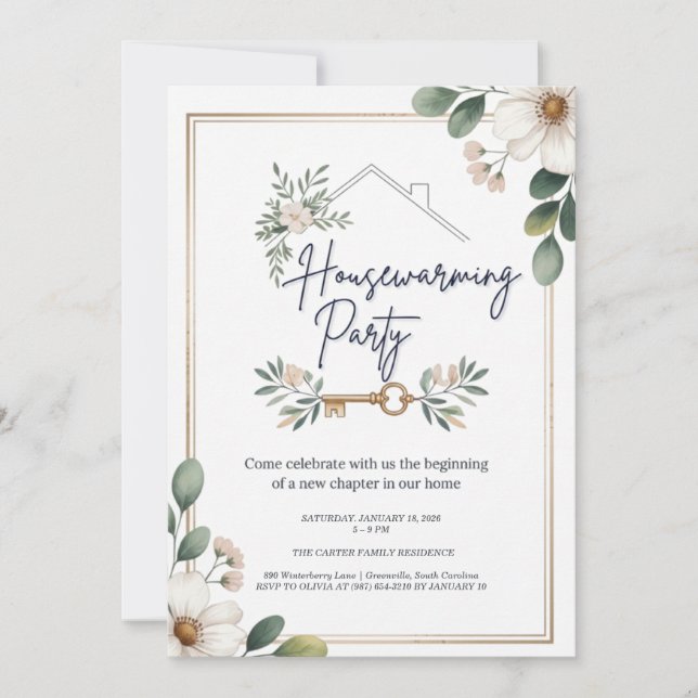 Modern Minimalist Editable Housewarming Invitation (Devant)