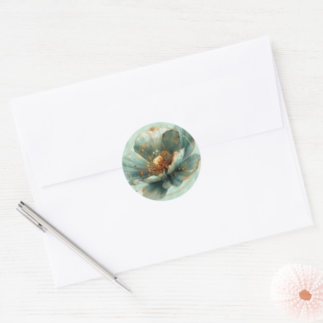 Modern Minimalist Emerald and Gold Wedding Sticker (Enveloppe)