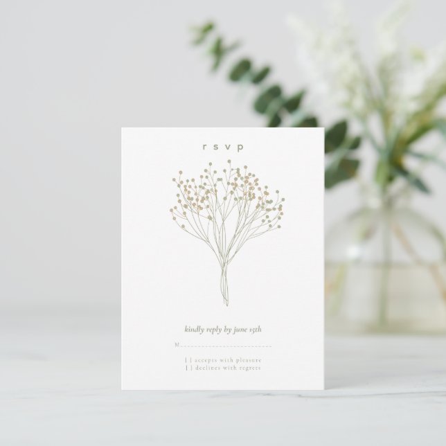 Modern Minimalist Floral Baby Shower RSVP Card (Debout devant)