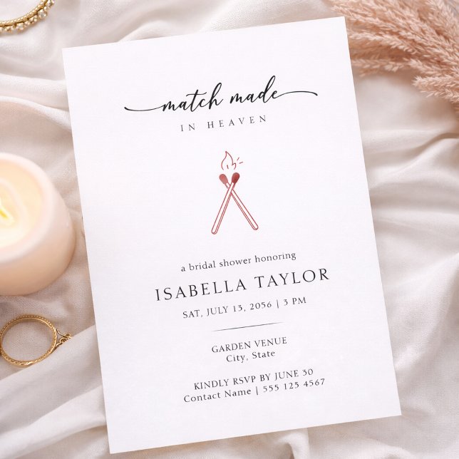 Modern Minimalist Match Bridal Shower Invitation (Créateur téléchargé)