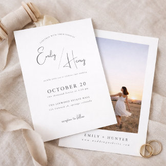 Modern Minimalist Photo Wedding Invitation