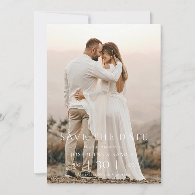 Modern Minimalist Photo Wedding Save the Date (Devant)