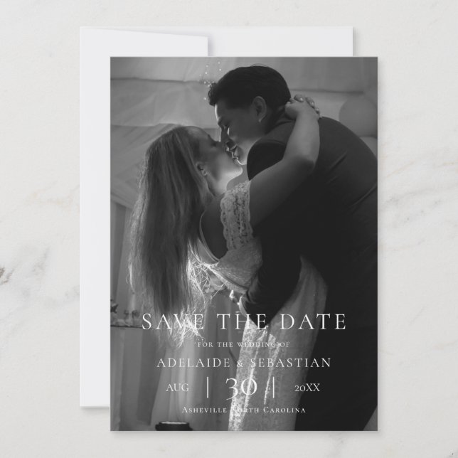 Modern Minimalist Photo Wedding Save the Date (Devant)
