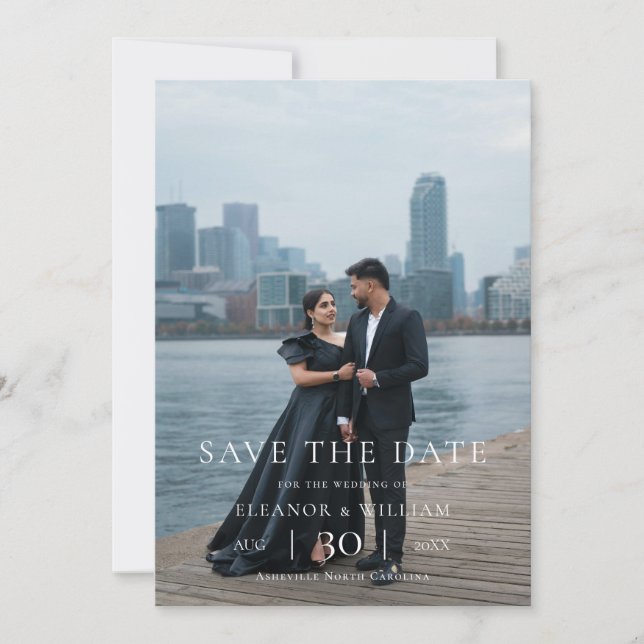 Modern Minimalist Photo Wedding Save the Date (Devant)