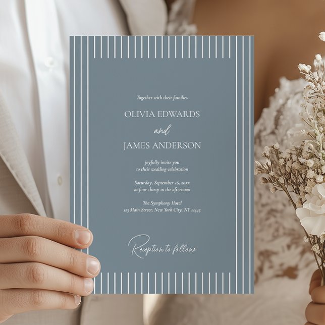 Modern Minimalist Pinstripe Wedding Invitation (Créateur téléchargé)
