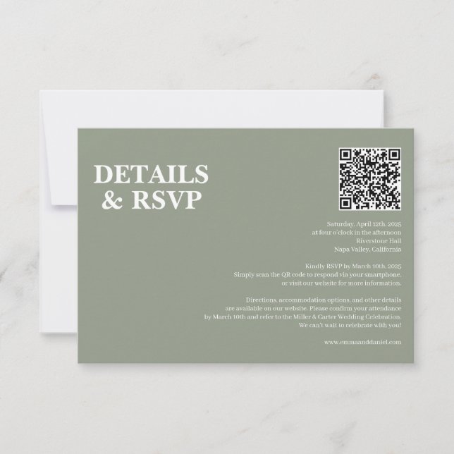 Modern Minimalist Wedding RSVP Card (Devant)