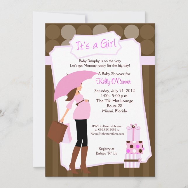 Modern Mom Baby shower Invitation - Baby Girl! (Devant)