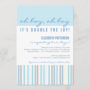 Modern Mom Twin Boy Baby shower Invitation