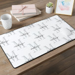 Modern Monogram Minimal Black White<br><div class="desc">Add a touch of modern elegance to your routine with this personalized monogram desk mat design featuring a large initial and name in script. Perfect for yourself or as a thoughtful custom gift. Created by Simply Farmhouse Press.</div>