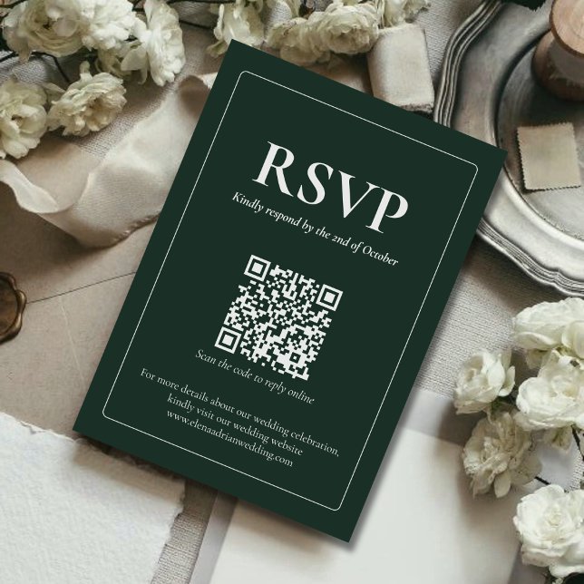 Modern Moody Wedding RSVP Card with QR code (Créateur téléchargé)