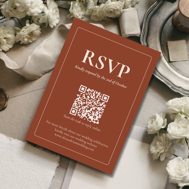Modern Moody Wedding RSVP Card with QR code (Créateur téléchargé)