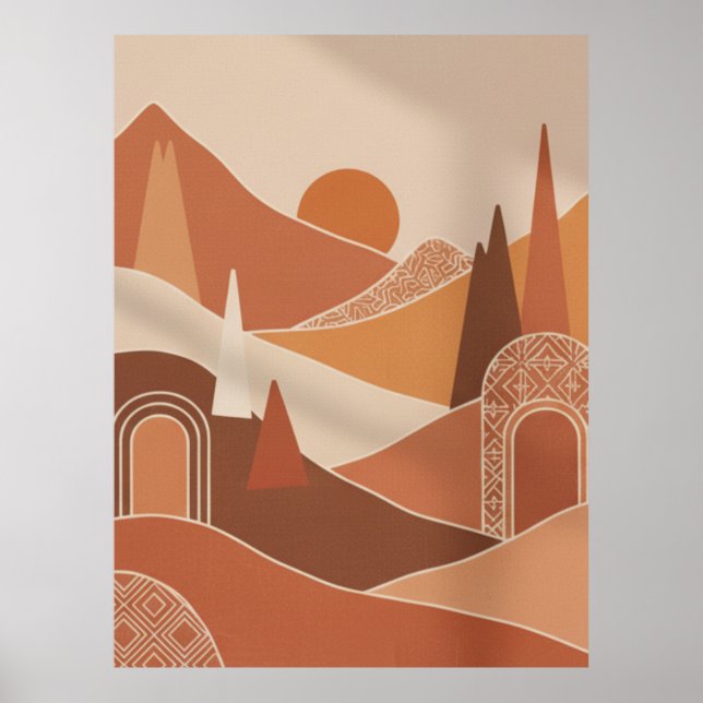 Modern Moroccan Minimalist Wall Art poster (Devant)