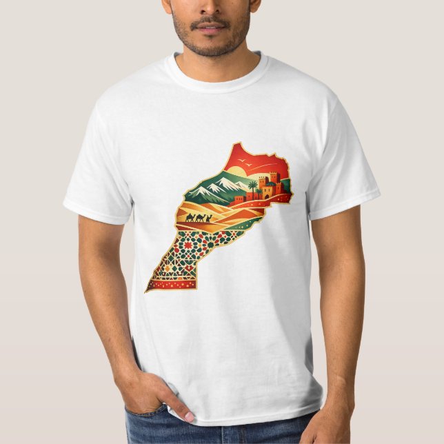 Modern Morocco Map T-Shirt Design – Mor (Devant)