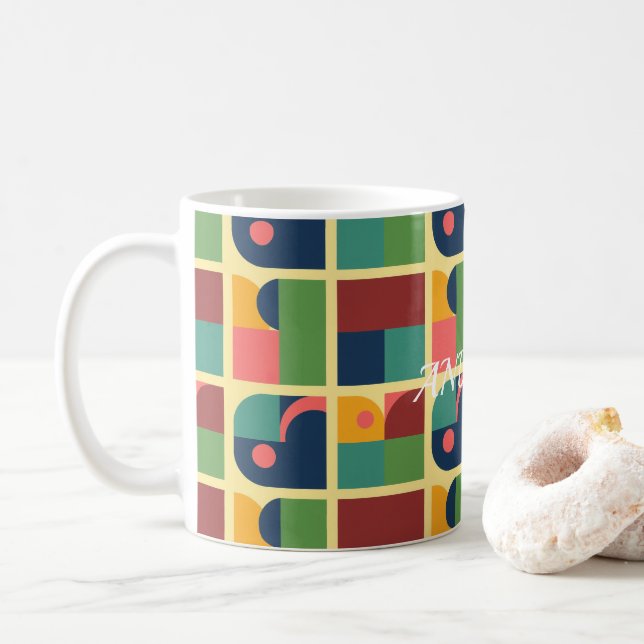 Modern Mug – Abstract Geometric Pattern (Avec donut)