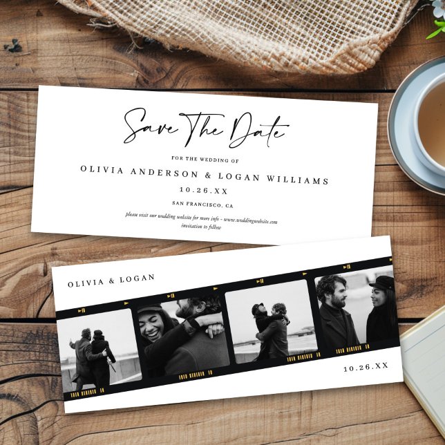 Modern Multi-Photo Filmstrip Wedding Save The Date (Créateur téléchargé)