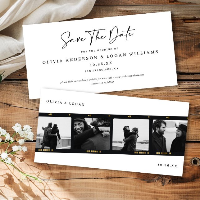 Modern Multi-Photo Filmstrip Wedding Save The Date (Créateur téléchargé)