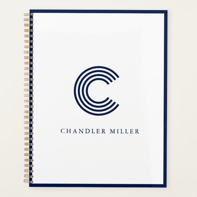 Modern Navy Blue Border Custom Stationery (Devant)