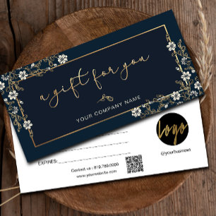 Modern Navy Et Gold Ajouter Logo Certificat Cadeau