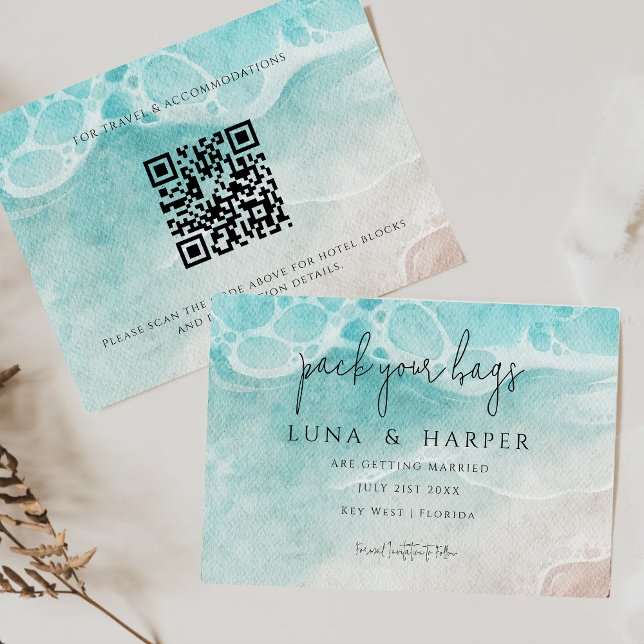 Modern Ocean Tide Watercolor Beach Wedding (Créateur téléchargé)