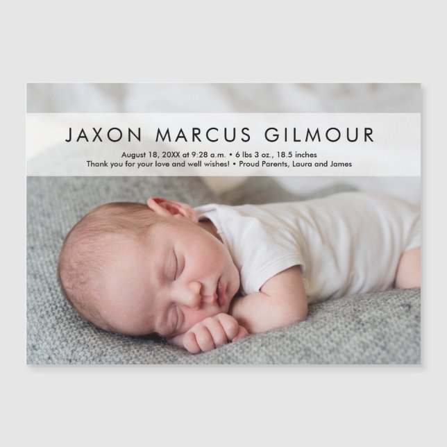 Modern One Photo Baby Nom naissance Statistiques N (Devant)