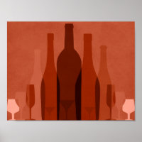 Modern orange wine bottles poster