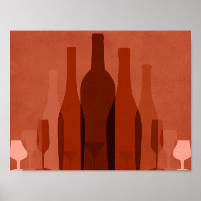 Modern orange wine bottles poster (Devant)