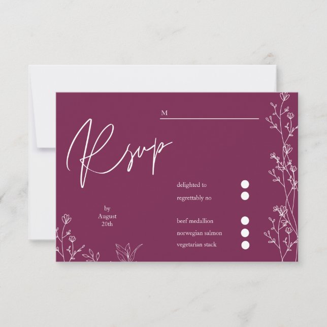 Modern Pansy Purple floral wedding RSVP Card (Devant)
