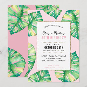 MODERN PARTY INVITATION monstère tropicale feuille