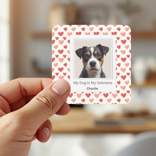 Modern Personalized Dog Valentine Stickers (Créateur téléchargé)