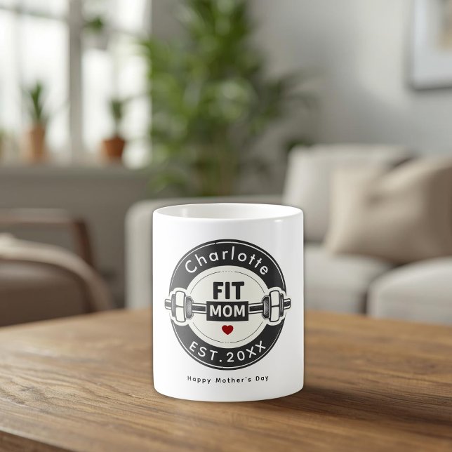 Modern Personalized Fit Mom Mothers Day Mug (Créateur téléchargé)