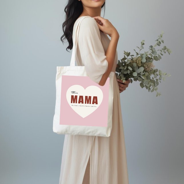 Modern Personalized Mama Heart Tote Bag (Créateur téléchargé)