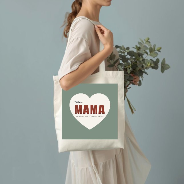 Modern Personalized Mama Heart Tote Bag (Créateur téléchargé)