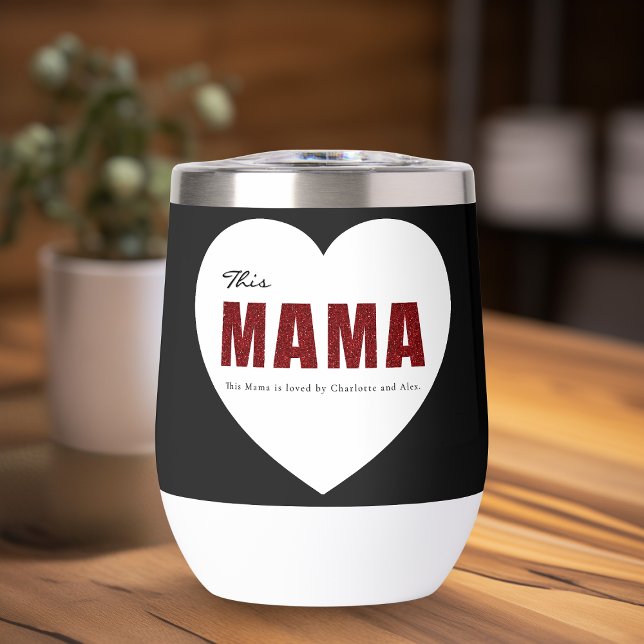 Modern Personalized Mama Heart Water Bottle (Créateur téléchargé)