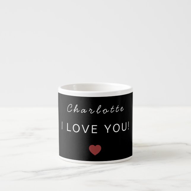 Modern Personalized Valentine Espresso Mug (Devant)