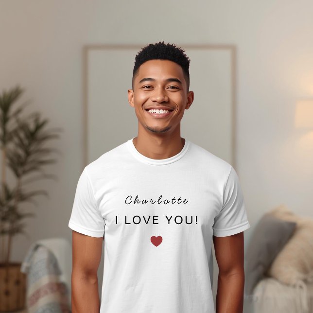 Modern Personalized Valentine T-Shirt – I Love You (Créateur téléchargé)