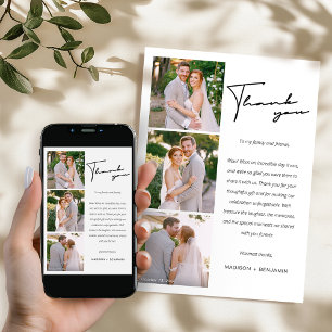 Modern Photo Collage Mariage Carte de remerciement